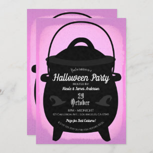 Black Hexe Cauldron Pink Halloween-Party Einladung