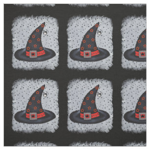 Black Hexenhut Spider Orange Black Stars Stoff