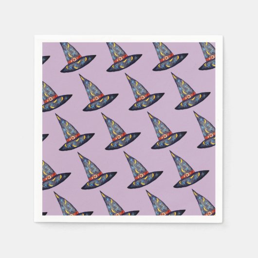 Black Hexenhut Zeichnend Napkins Serviette (Vorderseite)