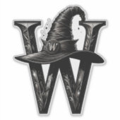 Black Hexenhutheft W Custom Initial Aufkleber (Vorderseite)