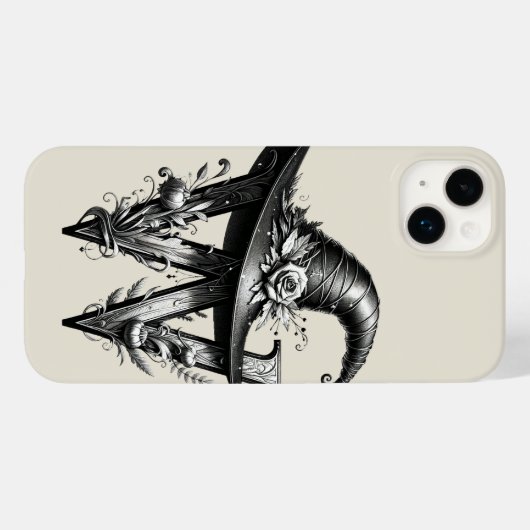 Black Hexenhutheft W Custom Initial Case-Mate iPhone Hülle (Rückseite (Horizontal))