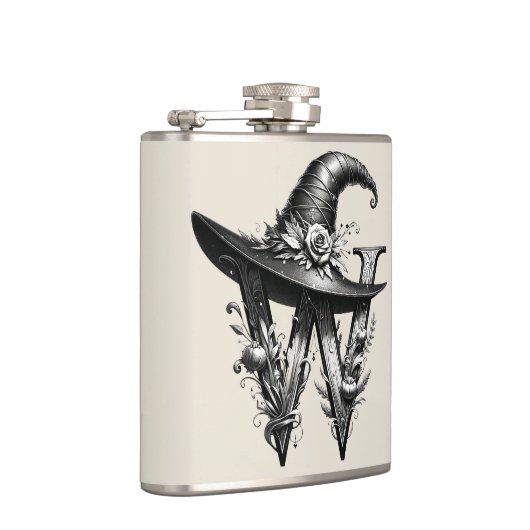 Black Hexenhutheft W Custom Initial Flachmann (Rechts)