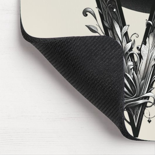 Black Hexenhutheft W Custom Initial Mousepad (Ecke)