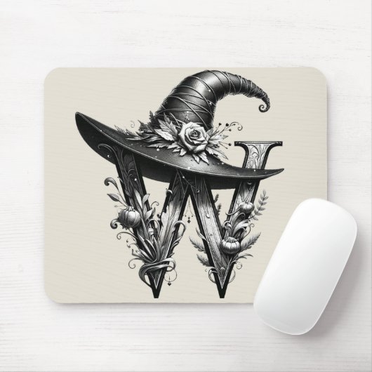 Black Hexenhutheft W Custom Initial Mousepad (Mit Mouse)