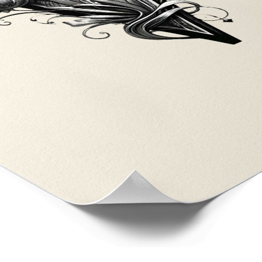 Black Hexenhutheft W Custom Initial Poster (Ecke)