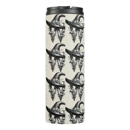 Black Hexenhutheft W Custom Initial Thermosbecher (Rückseite)