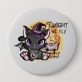 Black Hexenkatze | Halloween Cat Button (Vorderseite)