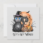 Black Hexenkatze mit Spider Web & Jack-O'-Lanterns (Vorderseite)
