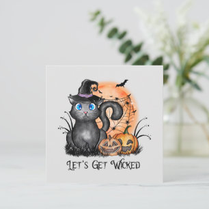 Black Hexenkatze mit Spider Web & Jack-O'-Lanterns