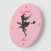 Black Hexenriding Broom Halloween Thunder_Cove Große Wanduhr (Winkel)