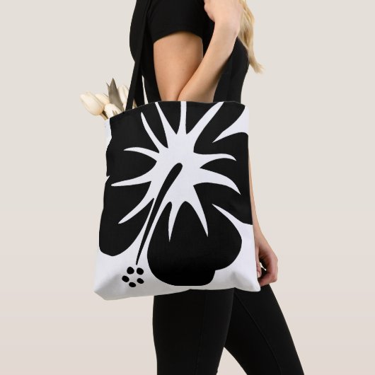 Black Hibiskus Tote Bag Tasche (Von Nahem)
