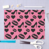 Black High Heels Kisses Lift Girly Makeup Hearts Seidenpapier (Handwerk)
