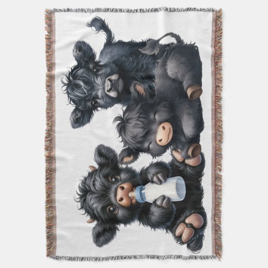 Black Highland Cow Reading A Book Decke (Vorderseite Vertikal)