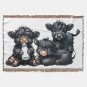 Black Highland Cow Reading A Book Decke (Vorderseite)