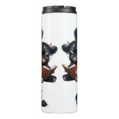 Black Highland Cow Reading A Book Thermosbecher (Rückseite)