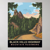 Black Hills Highway, Mount Rushmore, SD, Travel Poster (Vorne)