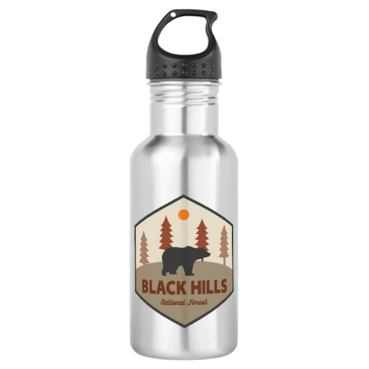 Black Hills National Forest Bear Edelstahlflasche (Vorderseite)
