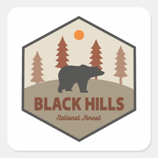 Black Hills National Forest Bear Quadratischer Aufkleber (Vorderseite)