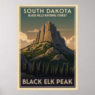 Black-Hills-Nationalforst Black Elk Peak V02 Poster