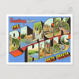 Black Hills, South Dakota Vintage Große Buchstaben Postkarte