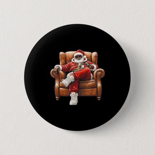 Black Hip Hop Santa Claus African American Santa Button (Vorderseite)