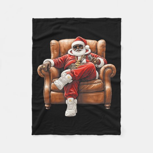 Black Hip Hop Santa Claus African American Santa Fleecedecke (Vorderseite)