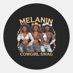 Black History Cowgirls Afrikanischer Pride Melanin Runder Aufkleber
