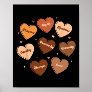 Black History Fists Diversity Equity Melanin Afric Poster