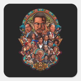Black History Leaders Collage Inspirational Africa Quadratischer Aufkleber