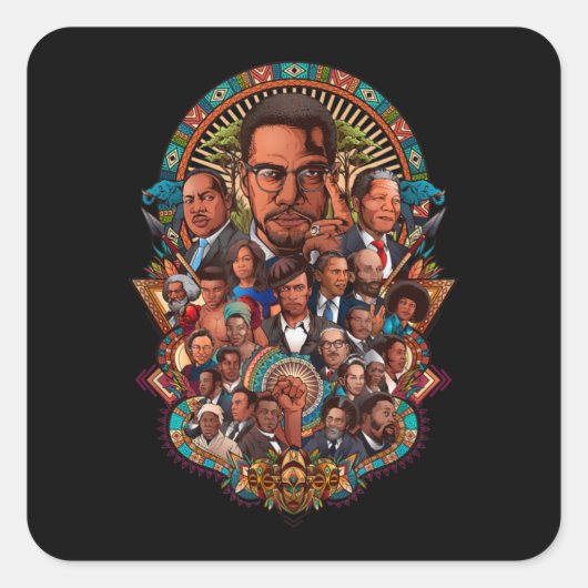 Black History Leaders Collage Inspirational Africa Quadratischer Aufkleber (Vorderseite)