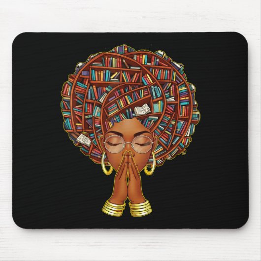 Black History Month Afro Book Lover Women Girls Li Mousepad (Vorne)