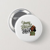 Black History Month Awareness Blessed Black Melani Button (Vorne & Hinten)