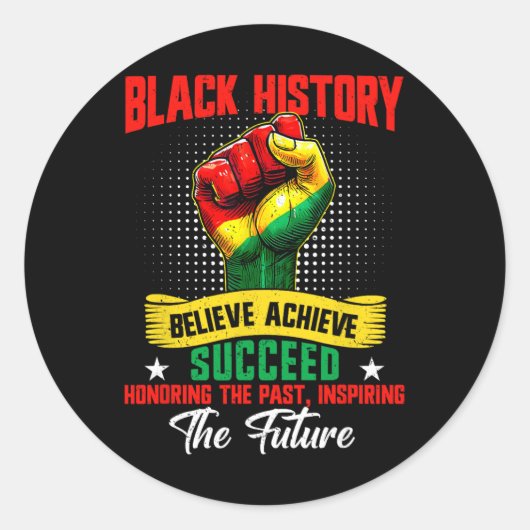Black History Month Believe Achieve Succeed Melani Runder Aufkleber (Vorderseite)