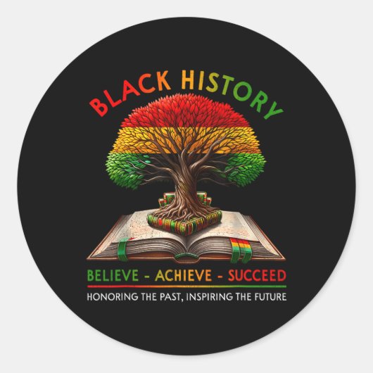 Black History Month Believe Achieve Succeed Melani Runder Aufkleber (Vorderseite)