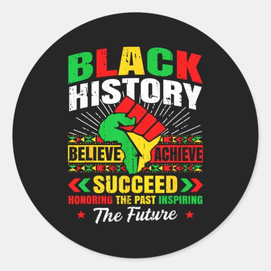Black History Month Believe Achieve Succeed Melani Runder Aufkleber (Vorderseite)