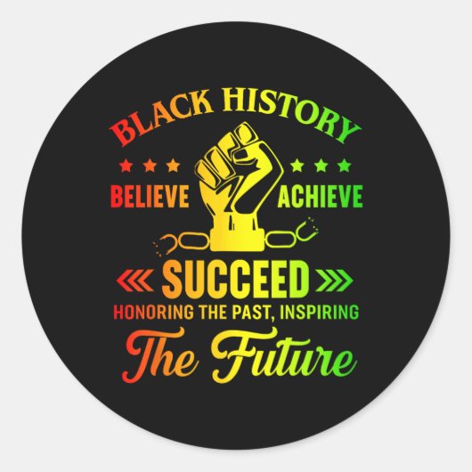 Black History Month Believe Achieve Succeed Melani Runder Aufkleber (Vorderseite)