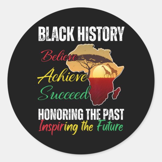 Black History Month Believe Achieve Succeed Melani Runder Aufkleber (Vorderseite)