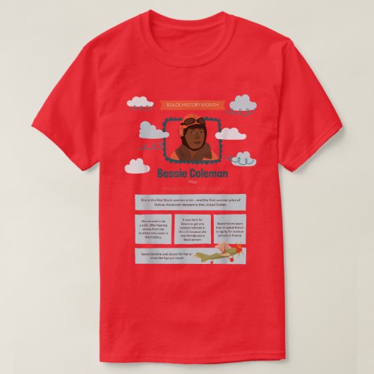 Black History Month Bessie Coleman Pilot  T-Shirt (Design vorne)