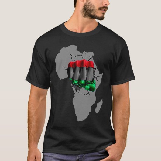 Black History Month BHM Afro Pride Hand Fist Black T-Shirt (Vorderseite)