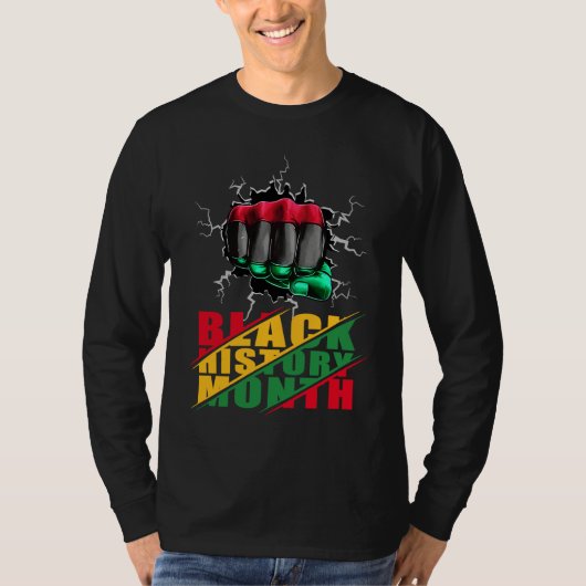 Black History Month BHM Afro Pride Hand Fist Black T-Shirt (Vorderseite)
