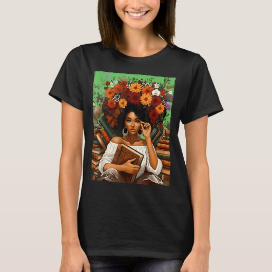 Black History Month Black Afro Girl Women Book Lov T-Shirt (Vorderseite)