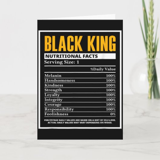 Black History Month Black King Nährwertangaben  Karte (Vorderseite)