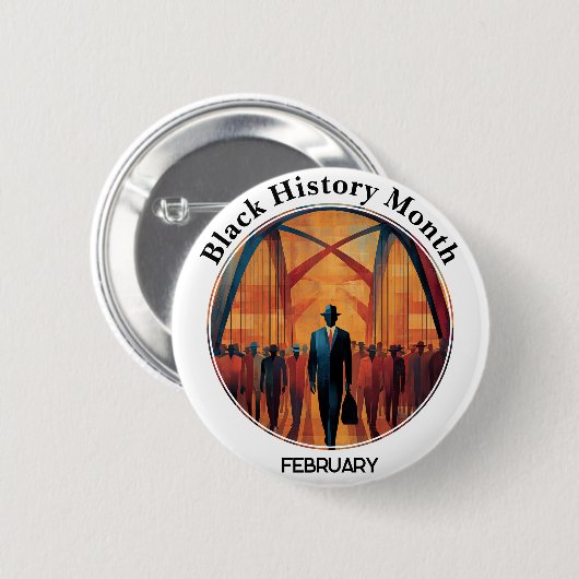 Black History Month Bridge Crossing Pinback Button (Vorne & Hinten)