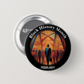 Black History Month Bridge Crossing Pinback Button (Vorne & Hinten)