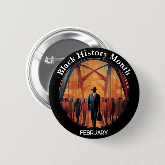 Black History Month Bridge Crossing Pinback Button (Vorne & Hinten)