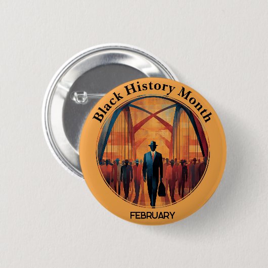Black History Month Bridge Crossing Pinback Button (Vorne & Hinten)