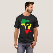 Black History Month Celebration African Map Fist T T-Shirt (Vorne ganz)