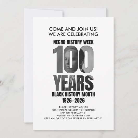 BLACK HISTORY MONTH Centennial Dinner Einladung (Vorderseite)