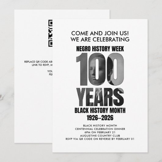 BLACK HISTORY MONTH Centennial Dinner Einladung (Vorne/Hinten)