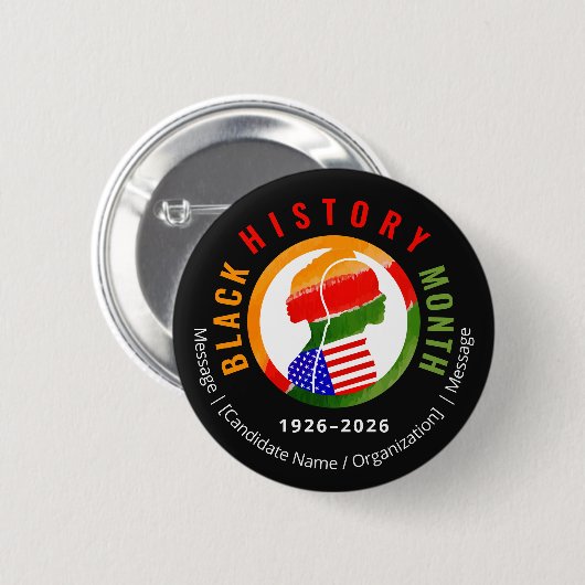 Black History Month Centennial Formal Patriotic Button (Vorne & Hinten)
